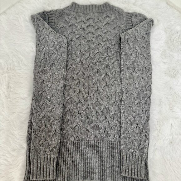 J.Crew women’s cable-knit sweater in a classic gray shade. - Picture 8 of 10